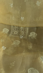 Stitch detail on the butter yellow organza silk kurta