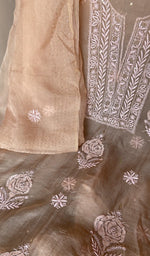 Chikankari worked by hand on organza silk