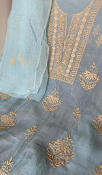 Chikankari worked by hand on organza silk