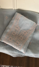 Folded powder blue organza silk kurta, second view