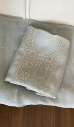 Folded powder blue organza silk kurta, second view