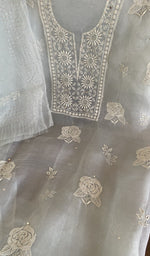 Chikankari worked by hand on organza silk