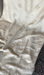 Fine do taar chikankari with geometrical design on the white eri silk