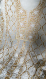 fine do taar and teen taar jaaldar contrast chikankari with  across the body of the kurta