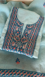 Folded sky blue kota cotton kurta, second view
