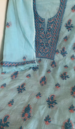 Chikankari worked by hand on kota cotton