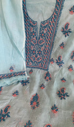 Sky blue kota cotton laid flat on the table