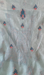 Close view of the sky blue kurta fabric