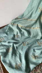 Gala and front placket, fine do taar and teen taar chikankari with anar motifs