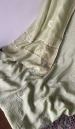 Gala and front placket, fine do taar and teen taar chikankari with anar motifs