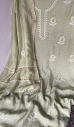 Fine do taar and teen taar chikankari with anar motifs across the body of the kurta piece
