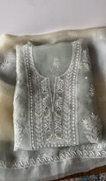 Ruhi z — Blue Pure Organza Silk Chikankari 2 Pc Unstitched Suit Set