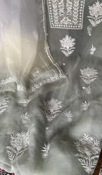 Do taar and teen taar chikankari with zari haath ki jaali across the body of the kurta piece