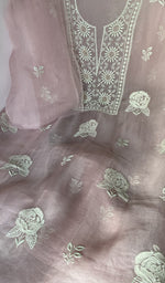 Dupatta laid over the kurta, pure organza silk