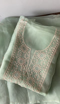 Ruhi Z — Green Pure Organza Silk Chikankari 2 Pc Unstitched Suit Set
