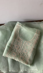 Gala and neckline of the green kurta