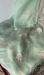 Close look at the do taar and teen taar chikankari with zari haath ki jaali