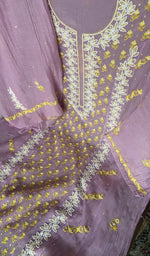 Purple pure mul chanderi dupatta with scattered motifs