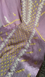 Gala and neckline, fine contrast chikankari with beads sequins cutdana on panel
