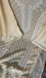 Gala and neckline, fine contrast chikankari with beads sequins cutdana on panel