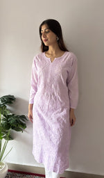 Asma — Purple Cotton Chikankari Stitched Kurti — detail 11