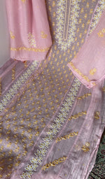 Gala and neckline, fine contrast chikankari with beads sequins cutdana on panel