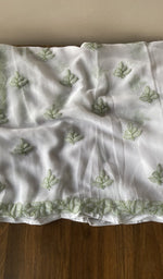 Hand embroidery on white faux georgette