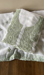 Folded white faux georgette kurta, second view