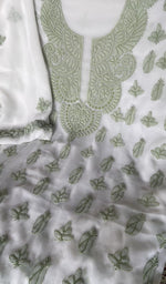 Chikankari worked by hand on faux georgette