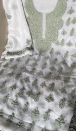 White faux georgette laid out flat