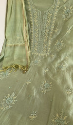 Chikankari worked by hand on mul chanderi