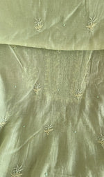 Stitch detail on the pista green mul chanderi kurta