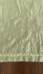 Close view of the pista green kurta fabric