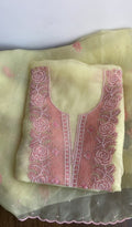 Rose — Lemon Yellow Pure Organza Silk Chikankari 2 Pc Unstitched Suit Set