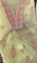 Fine contrast chikankari on the lemon yellow kurta