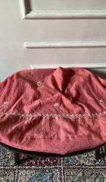 Load image into Gallery viewer, Chikankari across the body of the coral kurta piece