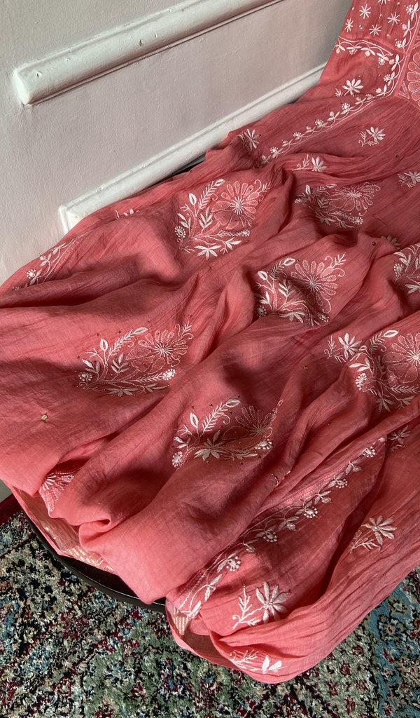 Gala and front panel worked in do taar and teen taar chikankari