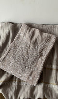 Parisa — Grey Pure Mul Chanderi Chikankari 3 Pc Semi-Stitched Anarkali Suit Set