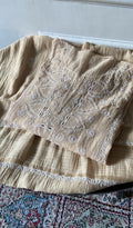 Anaya — Sand Pure Mul Chanderi Chikankari 3 Pc Semi-Stitched Suit Set
