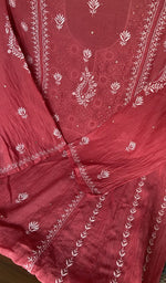Folded stack, red pure mul chanderi