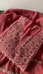 Folded kurta piece and dupatta, chikankari along the hem