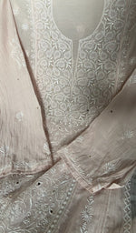 fine front and back chikankari anarkali with haath ki jaali across the body of the kurta