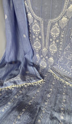Folded stack, blue pure mul chanderi