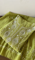 Laiba — Green Pure Mul Chanderi Chikankari 2 Pc Semi-Stitched Anarkali Suit Set