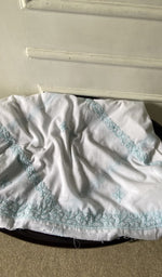 Gala and front placket, fine jaaldar chikankari with allover chhadi embroidery