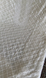 Fine front and back jaaldar chikankari on the white silk georgette