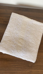 Folded white silk georgette kurta fabric, second view