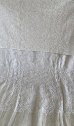 Stitch detail on the white silk georgette kurta