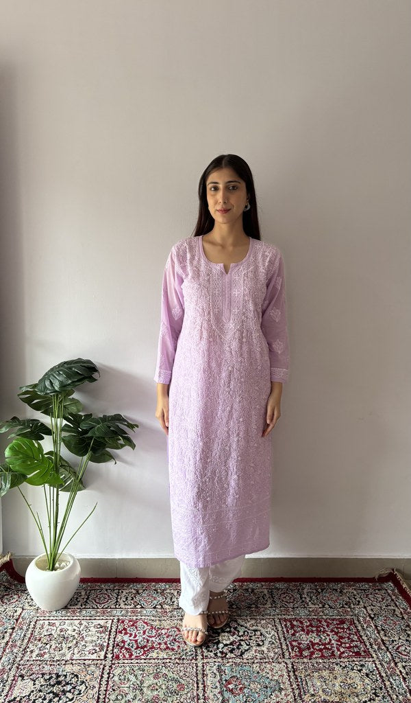 Aparna — Purple Cotton Chikankari Stitched Kurti