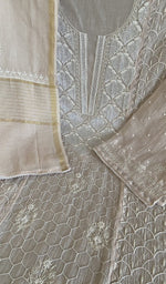 Chikankari worked by hand on mul chanderi